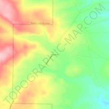 Topografische Karte Hazelton, Höhe, Relief