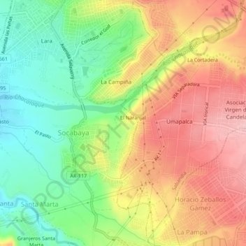 Topografische Karte Chuca, Höhe, Relief