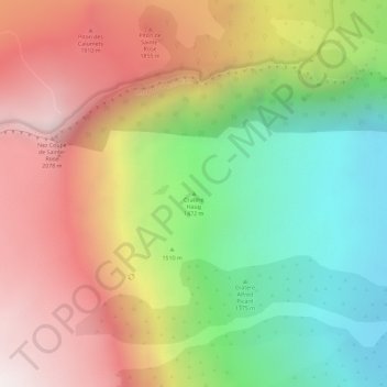 Topografische Karte Cratère Haug, Höhe, Relief