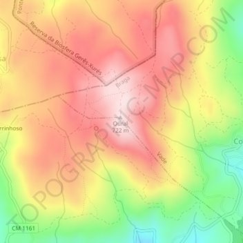 Topografische Karte Serra de Oural, Höhe, Relief