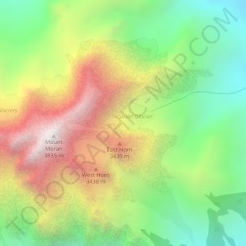 Topografische Karte Skillet Glacier, Höhe, Relief