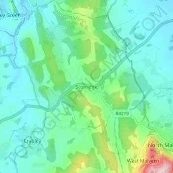 Topografische Karte Storridge, Höhe, Relief