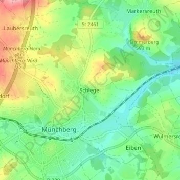 Topografische Karte Schlegel, Höhe, Relief