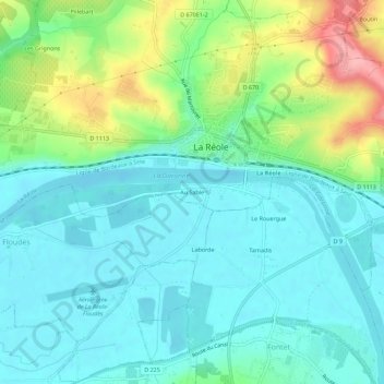 Topografische Karte Au Sable, Höhe, Relief