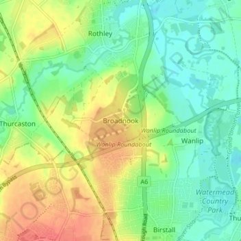Topografische Karte Broadnook, Höhe, Relief