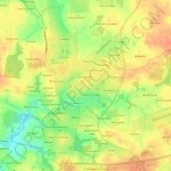 Topografische Karte Penquer, Höhe, Relief