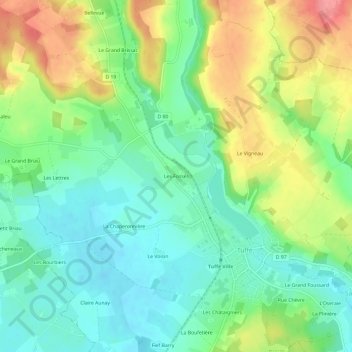 Topografische Karte Les Fossés, Höhe, Relief