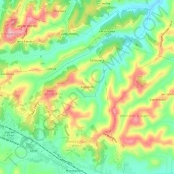 Topografische Karte Valgrande, Höhe, Relief