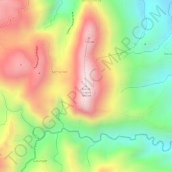 Topografische Karte Mount Unapan, Höhe, Relief