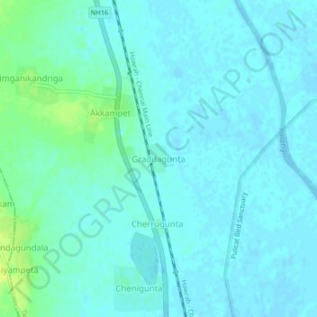 Topografische Karte Graddagunta, Höhe, Relief