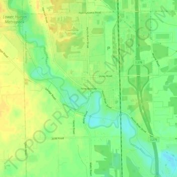 Topografische Karte New Boston, Höhe, Relief