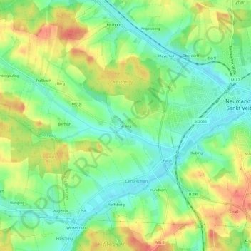 Topografische Karte Teising, Höhe, Relief