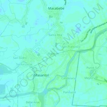 Topografische Karte Batasan, Höhe, Relief