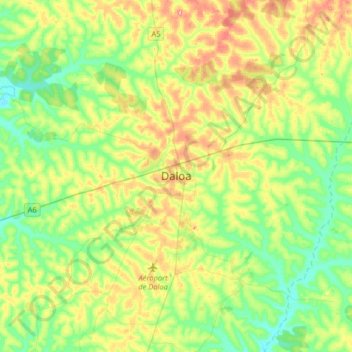 Topografische Karte Daloa, Höhe, Relief