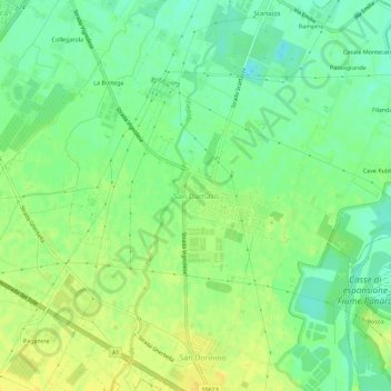 Topografische Karte San Damaso, Höhe, Relief