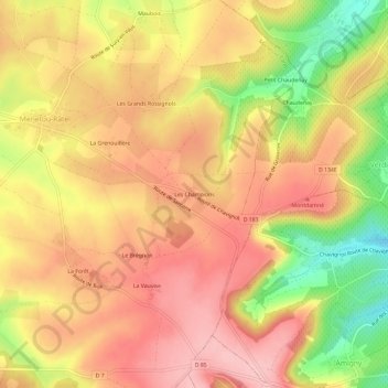 Topografische Karte Les Champions, Höhe, Relief