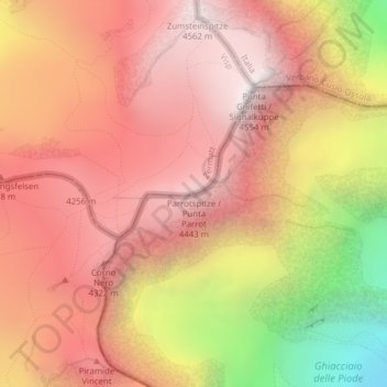 Topografische Karte Pointe Parrot, Höhe, Relief