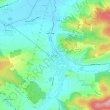 Topografische Karte Sieghartskirchen, Höhe, Relief