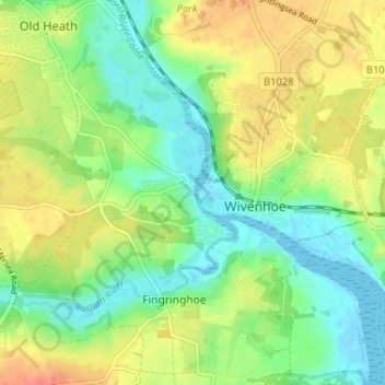 Topografische Karte Rowhedge, Höhe, Relief