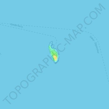 Topografische Karte Gorée, Höhe, Relief