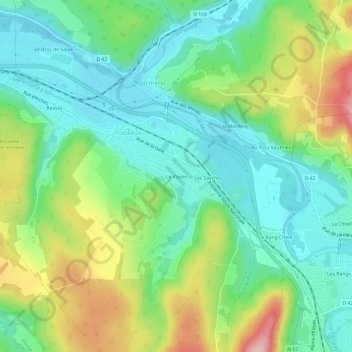 Topografische Karte Le Voyen, Höhe, Relief