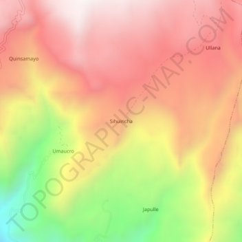 Topografische Karte Sihuincha, Höhe, Relief