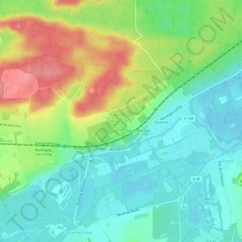 Topografische Karte Montigny-sur-Loing, Höhe, Relief