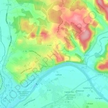 Topografische Karte Gau, Höhe, Relief