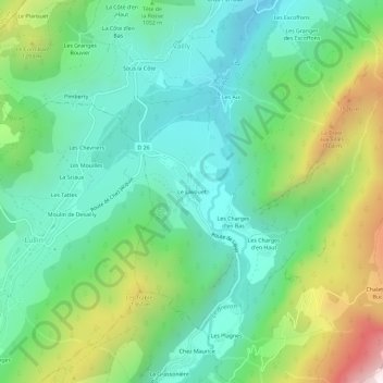 Topografische Karte Le Lavouet, Höhe, Relief