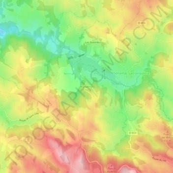 Topografische Karte Martabriol, Höhe, Relief