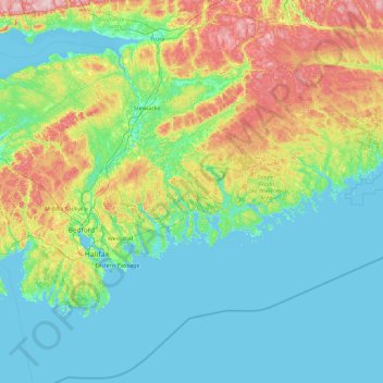 Topografische Karte Halifax, Höhe, Relief