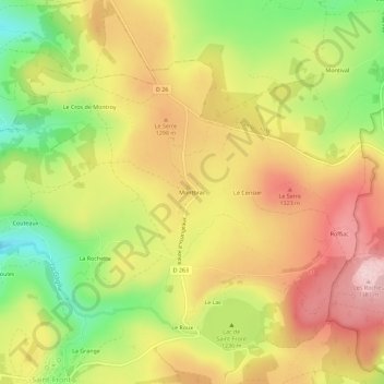 Topografische Karte Montbrac, Höhe, Relief