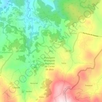 Topografische Karte Bico, Höhe, Relief