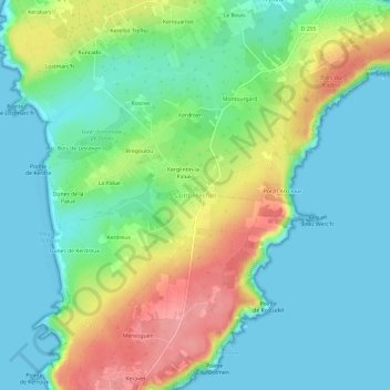 Topografische Karte Saint-Hernot, Höhe, Relief
