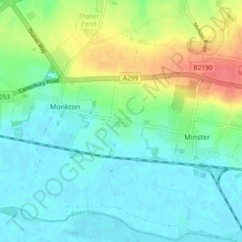 Topografische Karte Hoo, Höhe, Relief