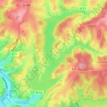 Topografische Karte Höhe, Höhe, Relief