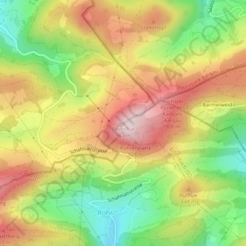 Topografische Karte Geissflue, Höhe, Relief