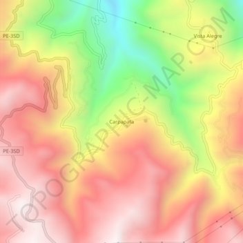 Topografische Karte Carpapata, Höhe, Relief