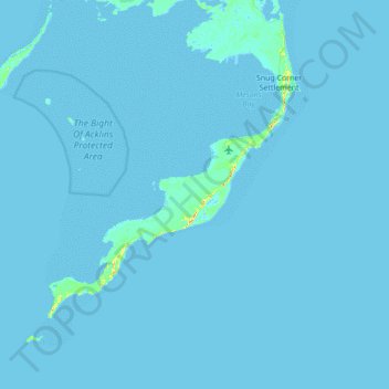 Topografische Karte Acklins Island, Höhe, Relief