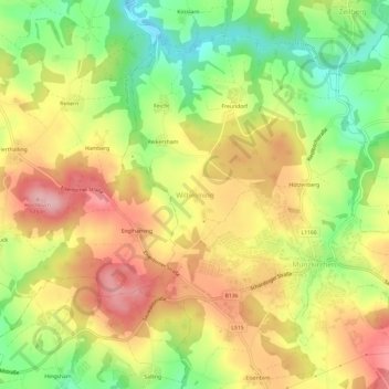 Topografische Karte Wilhelming, Höhe, Relief