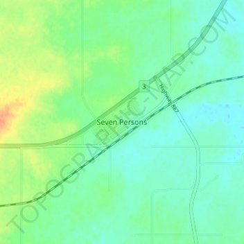 Topografische Karte Seven Persons, Höhe, Relief
