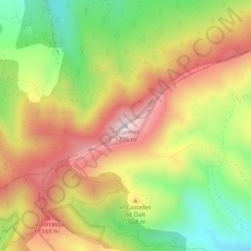 Topografische Karte el Turmell, Höhe, Relief