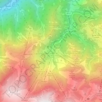 Topografische Karte Artesina, Höhe, Relief
