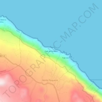 Topografische Karte Fajã da Penedia, Höhe, Relief