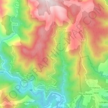 Topografische Karte Le Cousset, Höhe, Relief