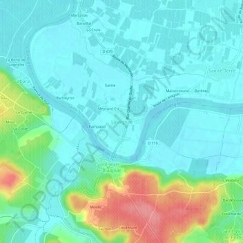 Topografische Karte Lavagnac, Höhe, Relief