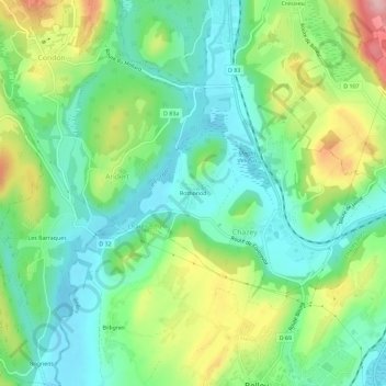 Topografische Karte Rothonod, Höhe, Relief