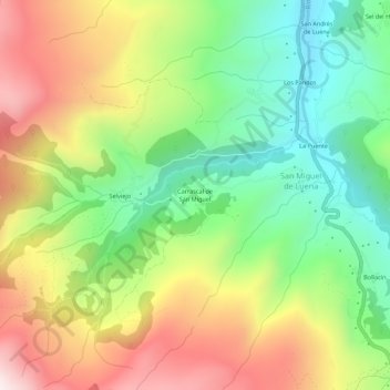 Topografische Karte Carrascal de San Miguel, Höhe, Relief