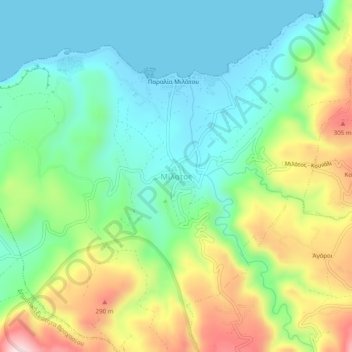 Topografische Karte Milatos, Höhe, Relief