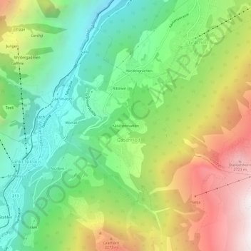 Topografische Karte Käschermatten, Höhe, Relief